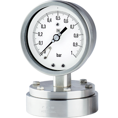 Diaphragm pressure gauges with flange connection